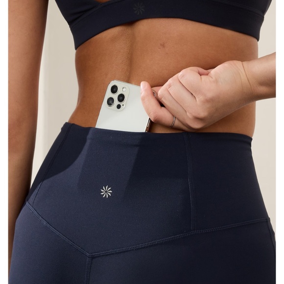 ATHLETA ELATION RISE FLARE PANT YOGA LEGGINGS Navy Blue Medium Pilates Gym - Picture 4 of 16